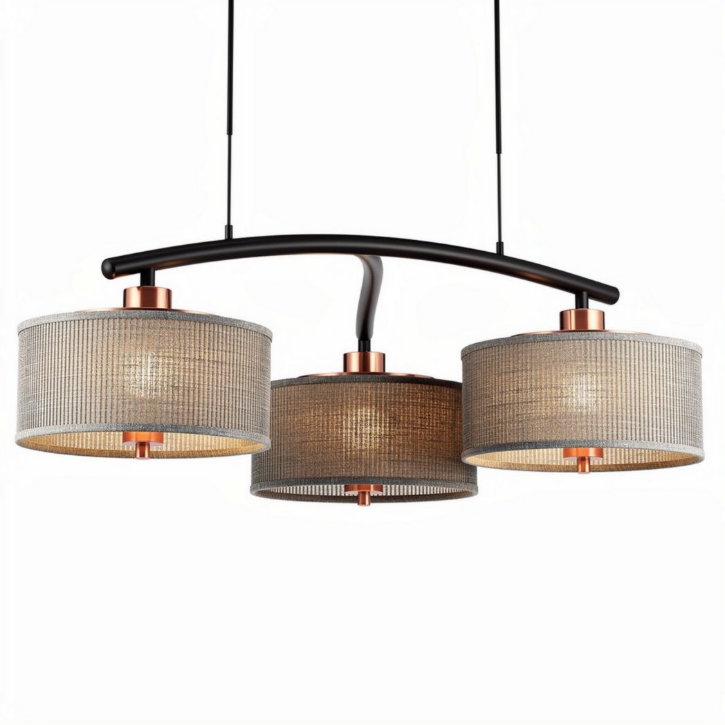 Hanglamp van metaal en stof voor de eetkamer - 60 x 60 x 30cm
